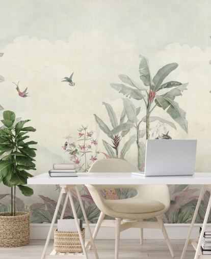 peinture murale de jungle vintage verte personnalisée appelée Faded Green Vintage Borneo Jungle par Bloomery Decor peinture murale de jungle vintage verte personnalisée appelée Faded Green Vintage Borneo Jungle par Bloomery Decor
