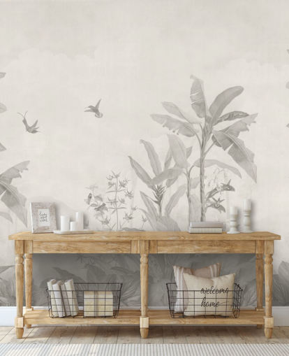 peinture murale de la jungle personnalisable en sépia appelée Sepia Vintage Borneo Jungle par Bloomery Decor peinture murale de la jungle personnalisable en sépia appelée Sepia Vintage Borneo Jungle par Bloomery Decor