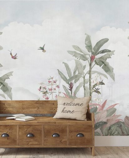 peinture murale grise personnalisée de la jungle appelée Grey Vintage Jungle Landscape par Bloomery Decor pour les maisons et les entreprises peinture murale grise personnalisée de la jungle appelée Grey Vintage Jungle Landscape par Bloomery Decor pour les maisons et les entreprises