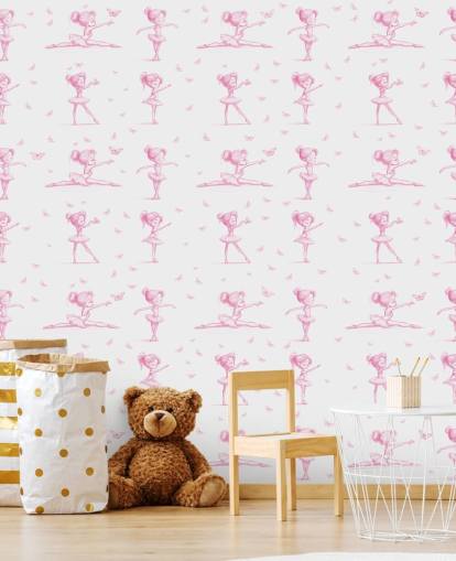 mural de bailarina personalizado rosa e branco chamado Delicate Dance de Elena Pavlova para quartos e creches mural de bailarina personalizado rosa e branco chamado Delicate Dance de Elena Pavlova para quartos e creches