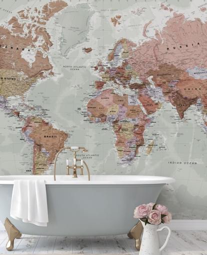 grey customisable world map wallpaper mural called Executive Political World Map by Lovell Johns for bedrooms and offices grey customisable world map wallpaper mural called Executive Political World Map by Lovell Johns for bedrooms and offices