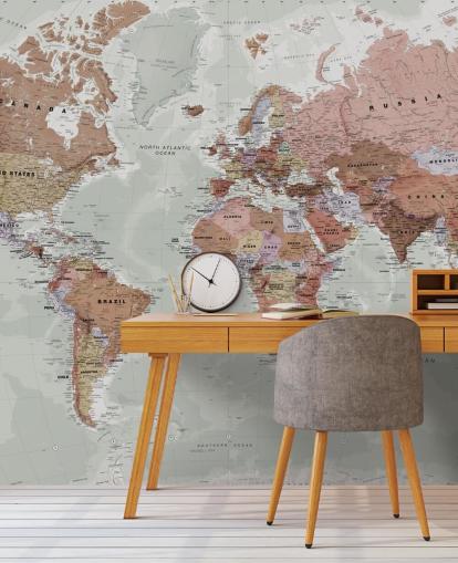 gray customizable world map wallpaper mural called Executive Political World Map by Lovell Johns for bedrooms and offices gray customizable world map wallpaper mural called Executive Political World Map by Lovell Johns for bedrooms and offices