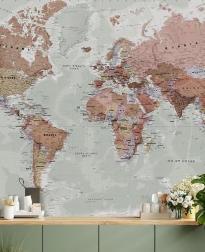 grey customisable world map wallpaper mural called Executive Political World Map by Lovell Johns for bedrooms and offices grey customisable world map wallpaper mural called Executive Political World Map by Lovell Johns for bedrooms and offices