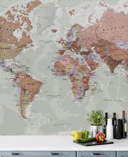grey customisable world map wallpaper mural called Executive Political World Map by Lovell Johns for bedrooms and offices grey customisable world map wallpaper mural called Executive Political World Map by Lovell Johns for bedrooms and offices