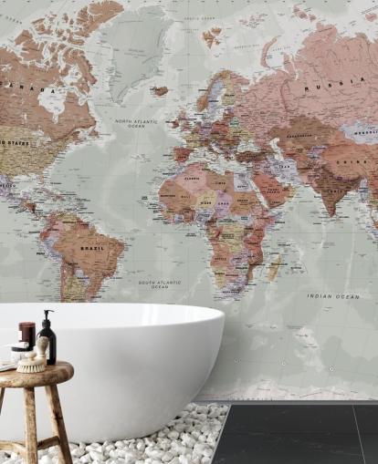 grey customisable world map wallpaper mural called Executive Political World Map by Lovell Johns for bedrooms and offices grey customisable world map wallpaper mural called Executive Political World Map by Lovell Johns for bedrooms and offices
