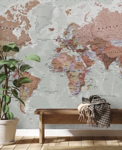 carta da parati murale grigia personalizzabile con mappa del mondo chiamata Executive Political World Map di Lovell Johns per camere da letto e uffici carta da parati murale grigia personalizzabile con mappa del mondo chiamata Executive Political World Map di Lovell Johns per camere da letto e uffici