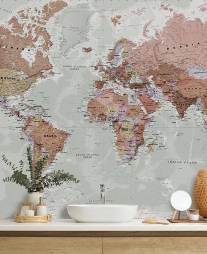 grått tilpassbart verdenskart tapet veggmaleri kalt Executive Political World Map av Lovell Johns for soverom og kontorer grått tilpassbart verdenskart tapet veggmaleri kalt Executive Political World Map av Lovell Johns for soverom og kontorer