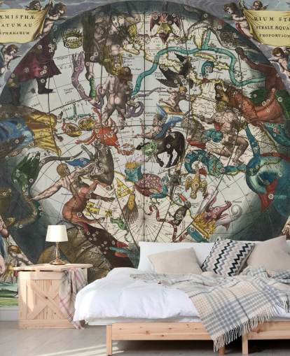 custom astronomy mural called Southern Stellar Hemisphere with Celestial and Terrestrial Spheres custom astronomy mural called Southern Stellar Hemisphere with Celestial and Terrestrial Spheres