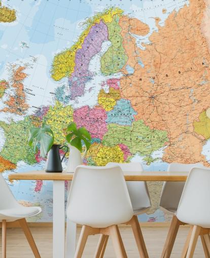 colorful european map wallpaper mural called Political Europe Map for home offices, bedrooms and dining rooms colorful european map wallpaper mural called Political Europe Map for home offices, bedrooms and dining rooms