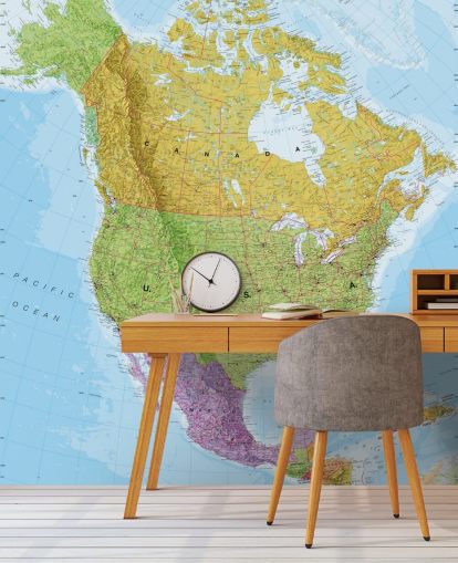 Political North America Map wall mural Political North America Map wall mural