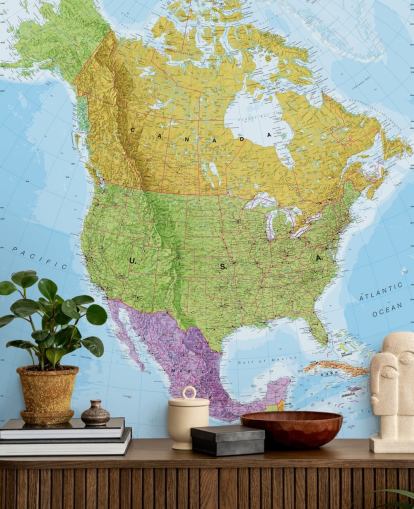 Political North America Map wall mural Political North America Map wall mural