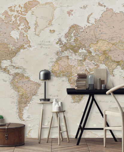 carta da parati murale personalizzabile con mappa del mondo marrone chiaro chiamata Antique World Map di Lovell Johns per camere da letto carta da parati murale personalizzabile con mappa del mondo marrone chiaro chiamata Antique World Map di Lovell Johns per camere da letto