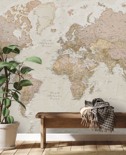 Hellbraune, anpassbare Weltkarte-Tapete mit dem Titel Antique World Map von Lovell Johns für Schlafzimmer Hellbraune, anpassbare Weltkarte-Tapete mit dem Titel Antique World Map von Lovell Johns für Schlafzimmer