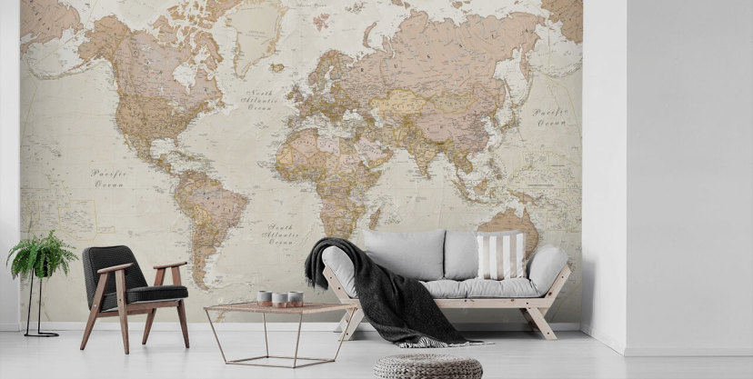 World Map Wallpaper & Wall Murals | Wallsauce UK