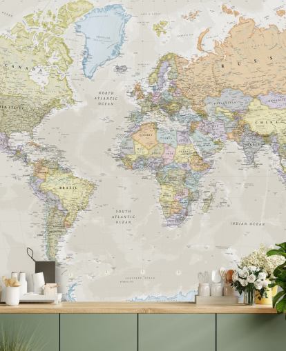 neutral customizable world map wallpaper mural called Classic World Map by Lovell Johns for bedrooms neutral customizable world map wallpaper mural called Classic World Map by Lovell Johns for bedrooms