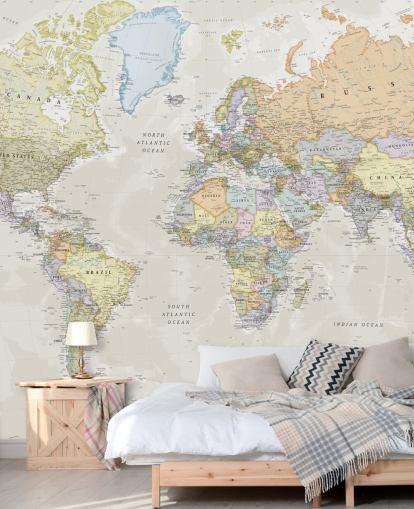 papier peint mural neutre de carte du monde personnalisable appelé Classic World Map par Lovell Johns pour les chambres papier peint mural neutre de carte du monde personnalisable appelé Classic World Map par Lovell Johns pour les chambres