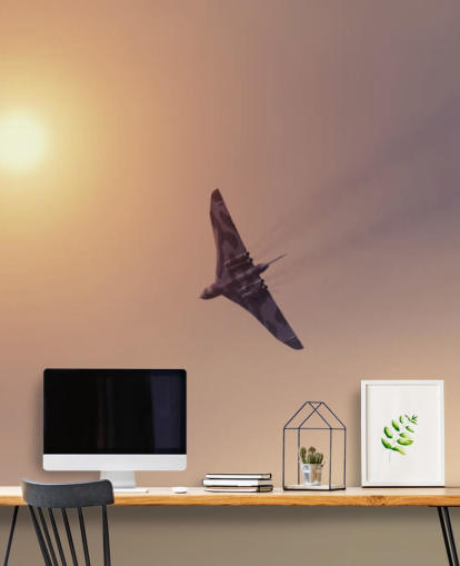 anpassningsbar flygplansväggmålning kallad Vulcan Bomber Towards the Sun anpassningsbar flygplansväggmålning kallad Vulcan Bomber Towards the Sun