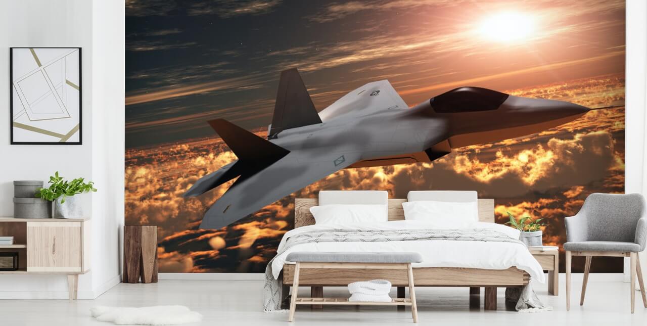 anpassbares Flugzeug-Tapeten-Wandbild namens F-22 Fighter Jet