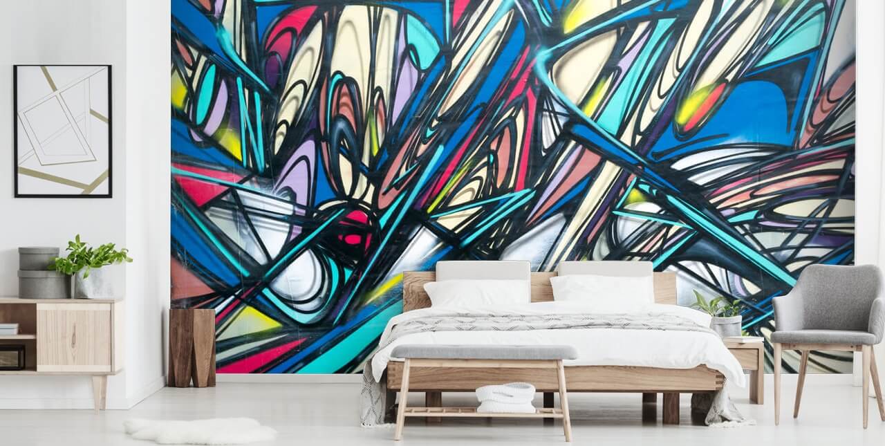 Jagged and Colourful Graffiit Wallpaper