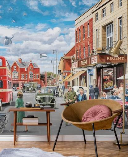 1940s street in a town wallpaper 1940s street in a town wallpaper