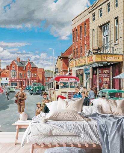 1950'erne street view i en by tapet 1950'erne street view i en by tapet