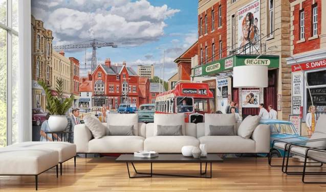 1960s town wallpaper