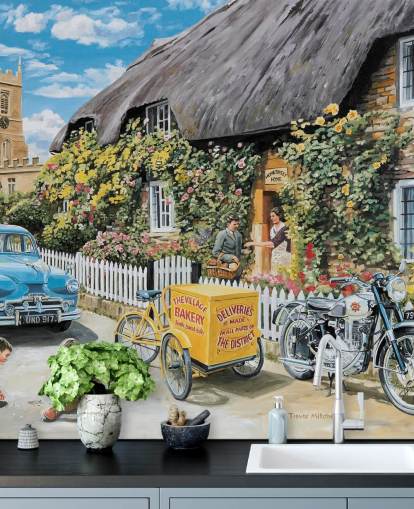 landsby stråtækt bageri tapet landsby stråtækt bageri tapet