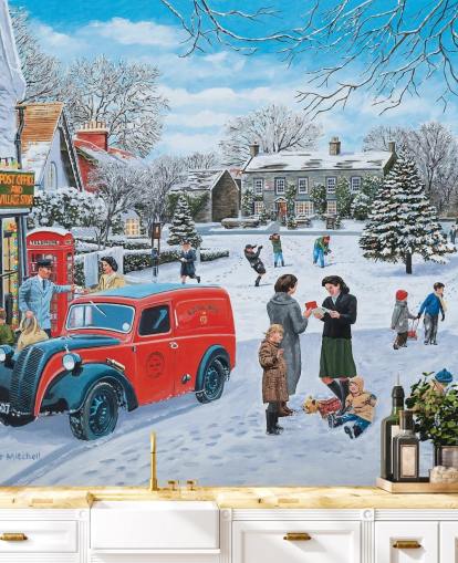 landsby sne scene ved jul tapet landsby sne scene ved jul tapet