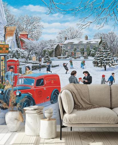 Dorf Schneeszene zu Weihnachten Wallpaper Dorf Schneeszene zu Weihnachten Wallpaper