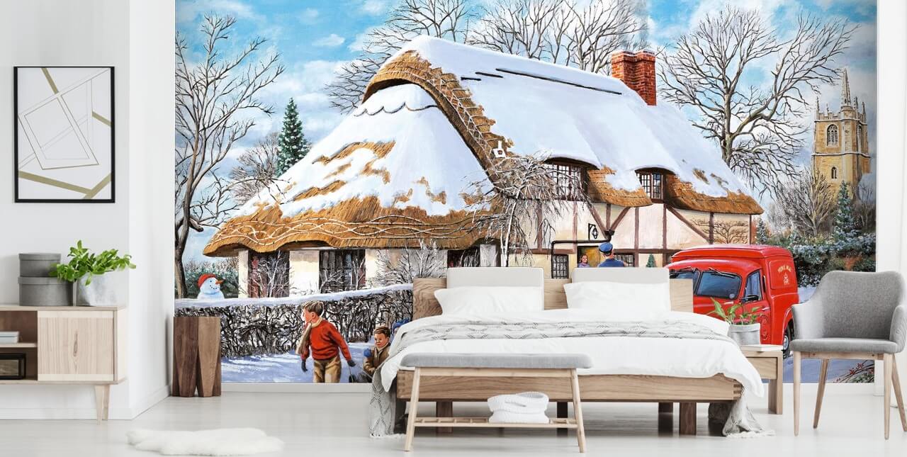 Delivering A Christmas Parcel Wall Mural 