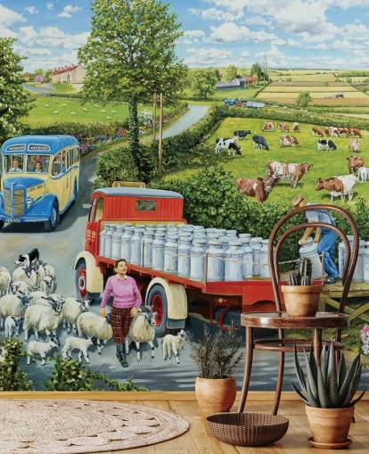 farming wallpaper mural called The Journey by Trevor Mitchell for care homes, home offices and businesses farming wallpaper mural called The Journey by Trevor Mitchell for care homes, home offices and businesses