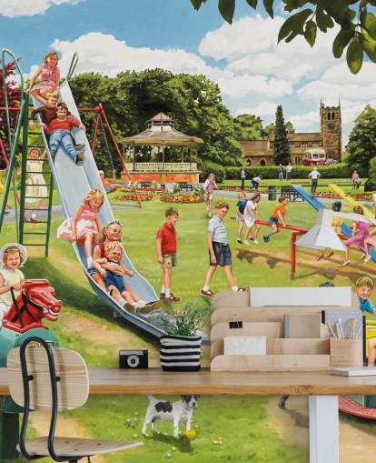 old view of a children's park wallpaper old view of a children's park wallpaper