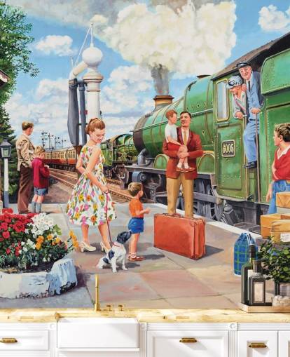 green steam train at station wallpaper green steam train at station wallpaper