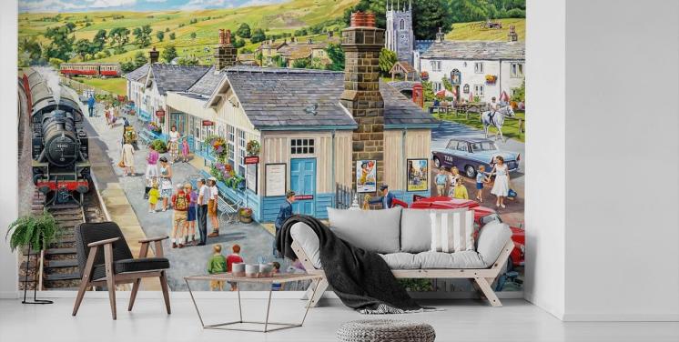 The Village Station Train Wallpaper