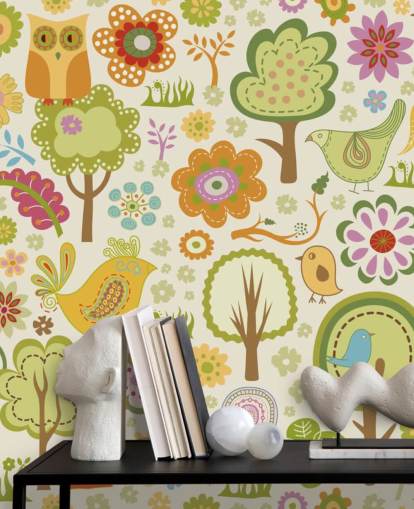 Papel pintado Lindos pájaros coloridos Papel pintado Lindos pájaros coloridos