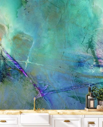customisable blue abstract mural called Flying Away into the Distance by Annette Schmucker customisable blue abstract mural called Flying Away into the Distance by Annette Schmucker