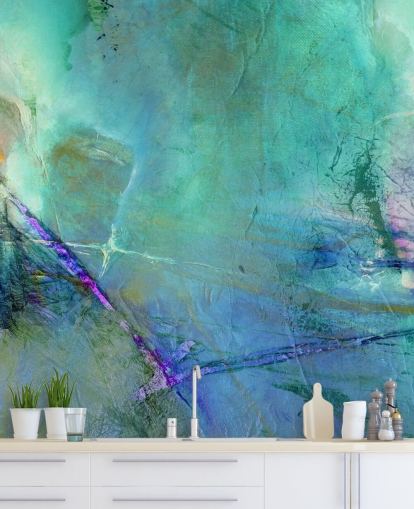 customisable blue abstract mural called Flying Away into the Distance by Annette Schmucker customisable blue abstract mural called Flying Away into the Distance by Annette Schmucker