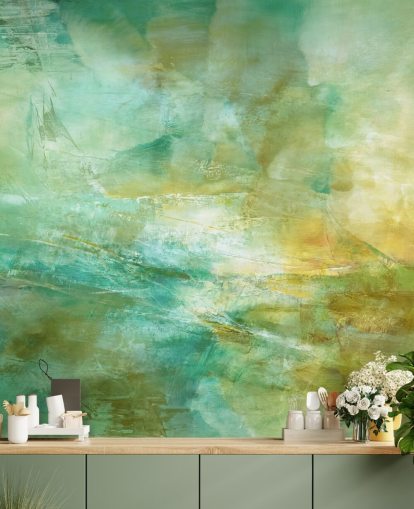 green and yellow custom abstract mural called Melody in Lime and Lemon from Annette Schmucker green and yellow custom abstract mural called Melody in Lime and Lemon from Annette Schmucker