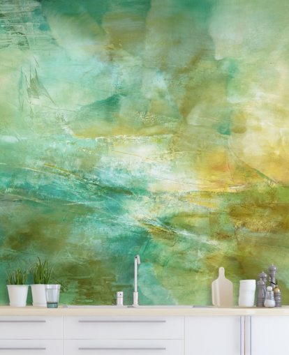 green and yellow custom abstract mural called Melody in Lime and Lemon from Annette Schmucker green and yellow custom abstract mural called Melody in Lime and Lemon from Annette Schmucker