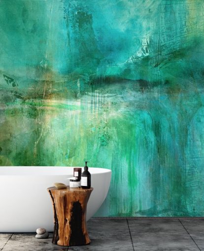 customisable abstract mural called Verdant Whispers in the Blue Square from Annette Schmucker customisable abstract mural called Verdant Whispers in the Blue Square from Annette Schmucker