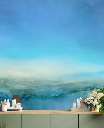 customisable blue landscape mural called Blue Cliff by Annette Schmucker customisable blue landscape mural called Blue Cliff by Annette Schmucker