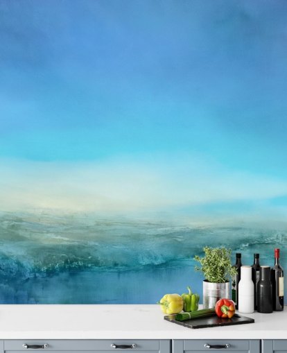 customisable blue landscape mural called Blue Cliff by Annette Schmucker customisable blue landscape mural called Blue Cliff by Annette Schmucker