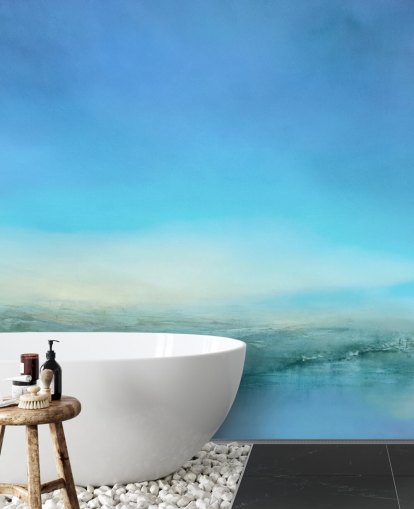 customisable blue landscape mural called Blue Cliff by Annette Schmucker customisable blue landscape mural called Blue Cliff by Annette Schmucker