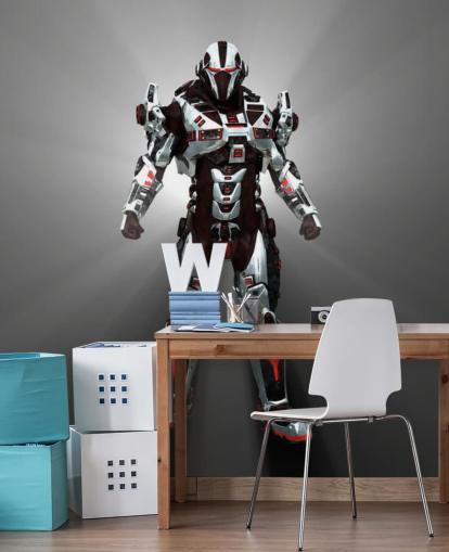 Papel de Parede Robô Branco e Vermelho Papel de Parede Robô Branco e Vermelho