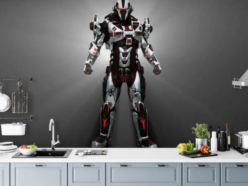 Papel pintado Robot blanco y rojo