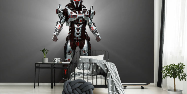 White and Red Robot Wallpaper