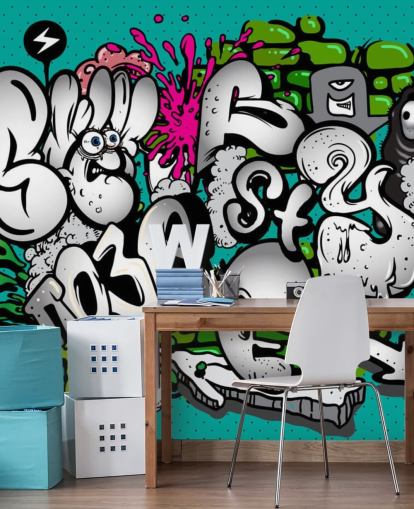 Blue Graffiti Writing Wall Mural Blue Graffiti Writing Wall Mural