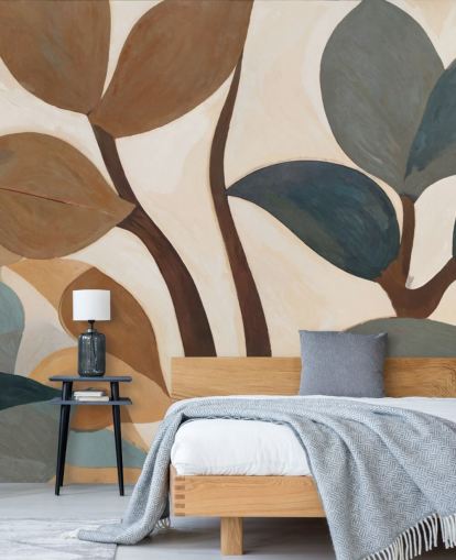 custom brown abstract botanical mural called Emil’s Garden from Sir Edward custom brown abstract botanical mural called Emil’s Garden from Sir Edward