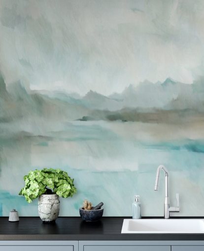 blue and grey customisable abstract mural called Velvet Horizon from Sir Edward for bathrooms and kitchens blue and grey customisable abstract mural called Velvet Horizon from Sir Edward for bathrooms and kitchens