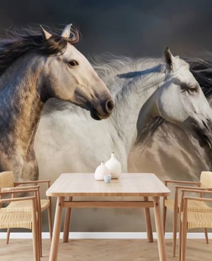 Grijs, wit en zwart Horses Running Wallpaper Grijs, wit en zwart Horses Running Wallpaper